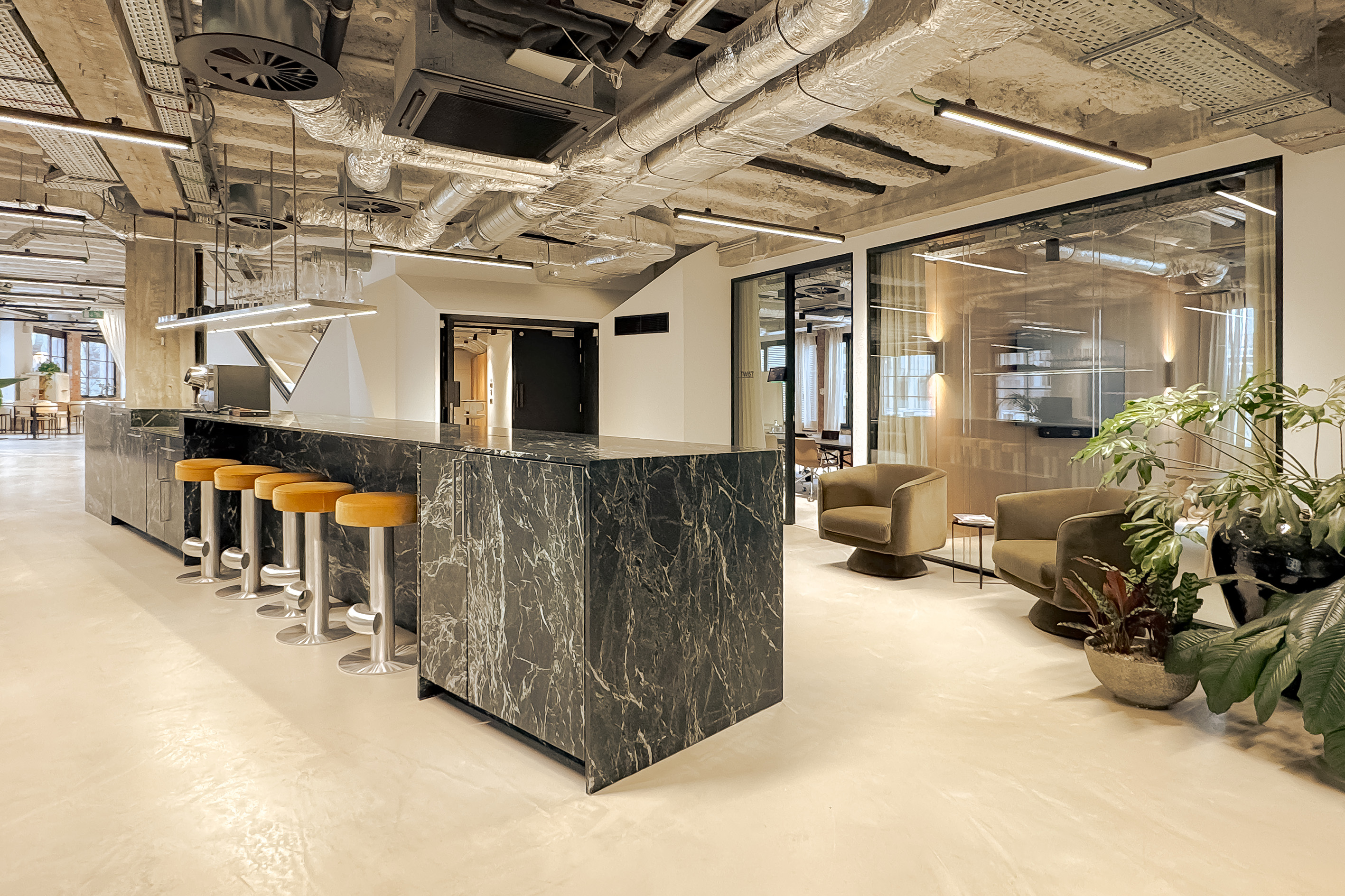 Befimmo office, bar and lounge area